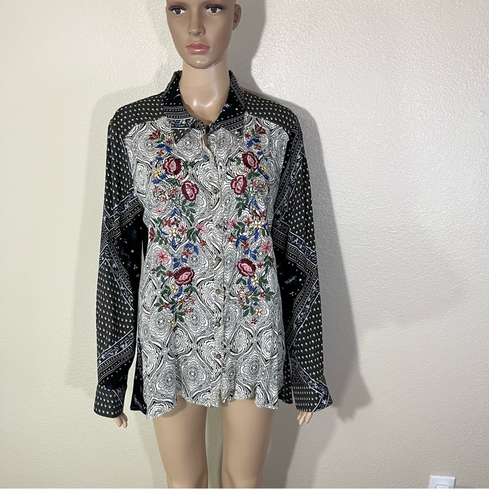 Aratta Silent Journey Little Secrets Shirt Embroidered BOHO Medium M
